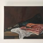 bacon on cloth, oil on linen 0.24x0.30m, €300