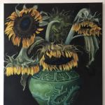 droopy sunflowers, oil on linen 0.60x0.70 m, SOLD