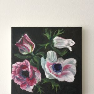 anemones, oil on linen 0.20 x 0.20 m, SOLD