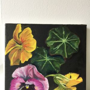 nasturtium and violet, oil on linen 0.20 x 0.20 m, €225