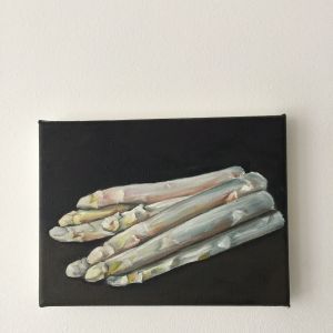 white asparagus, oil on linen 0.18 x 0.24 m, SOLD