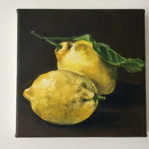 lemons, oil on linen, 0,20 x 0,20 m SOLD